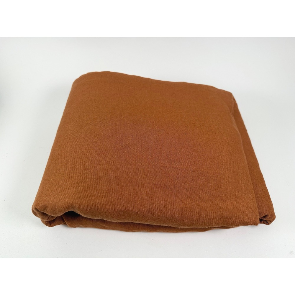 Quince Linen Duvet Cover Set Full Queen Terracotta Orange Brown 3 Piece Bedding